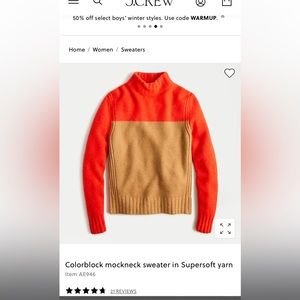 Unworn with tags- Jcrew Colorblock mockneck sweater in Supersoft yarn
